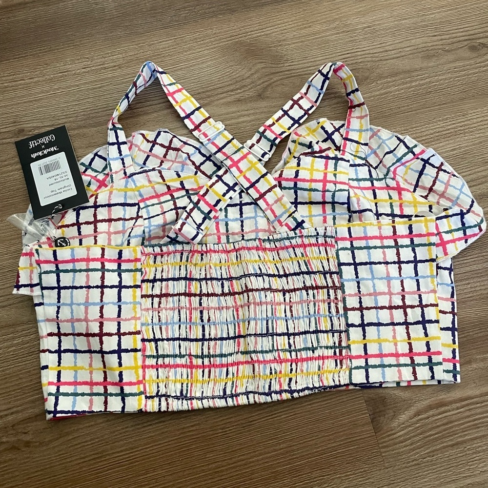 ModCloth x Collectif Emilia Watercolor Multicolored Gingham Crop Top - Picture 7 of 10